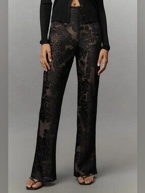 NWT Anthropologie TND Fleur Noir Sheer Lace Pants Sz Xs